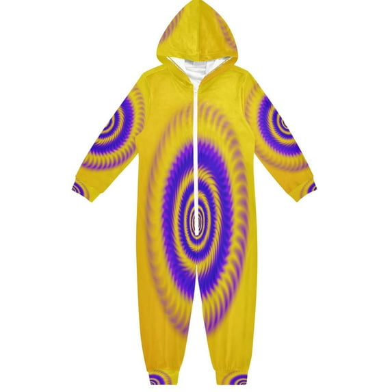 Vzayyk 4T-14Y Size Aviliable Cozy One-Piece Footless Sleeper Pajama Yellow Purple Spiral
