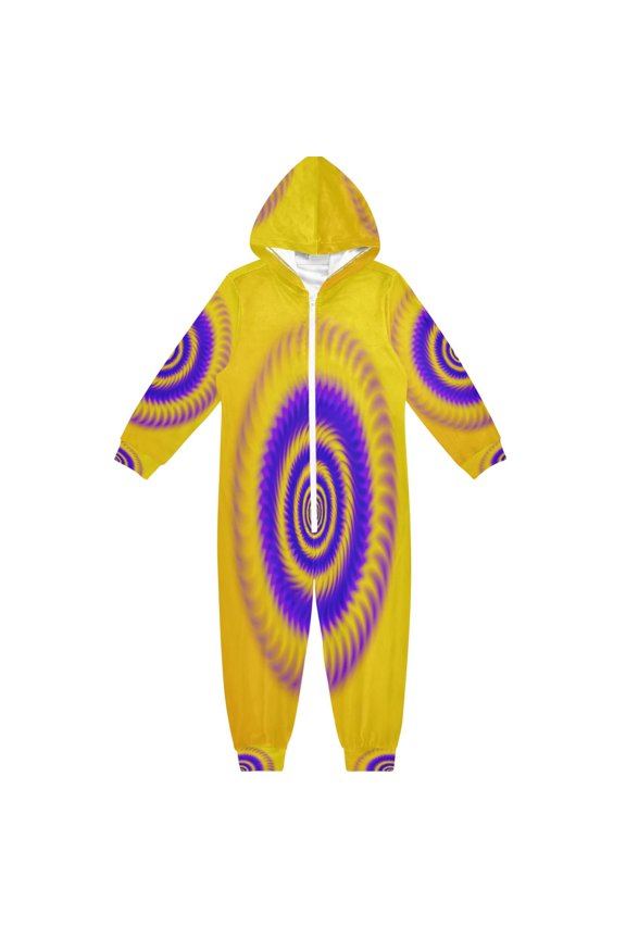 4T-14Y Size Aviliable Cozy One-Piece Footless Sleeper Pajama Yellow Purple Spiral