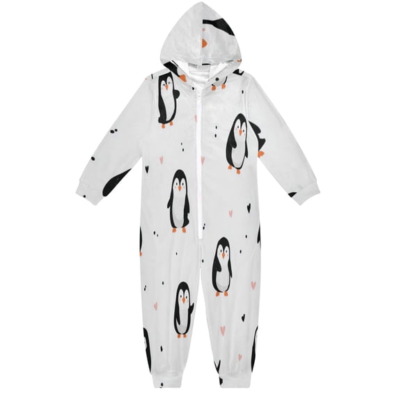 Vzayyk Cozy One-Piece Footless Sleeper Pajama Charming Penguin Doodle ...