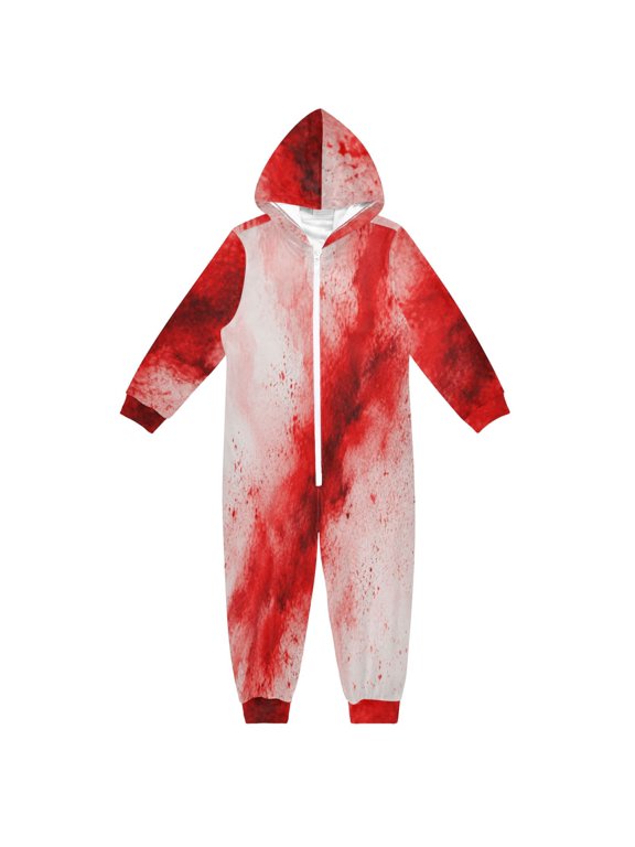 Cozy One-Piece Footless Sleeper Pajama Red Powder Explosion Abstract Design Sizes 4T-14Y Available