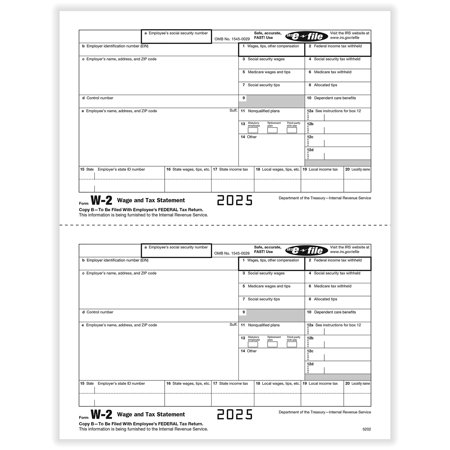 W-2 Employee Copy B, IRS Approved Tax Forms, 100/Pk