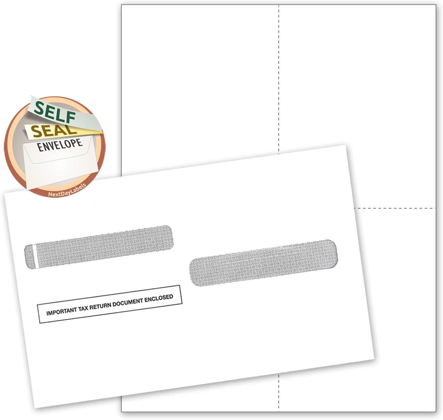 W-2 Forms Blank Paper 4-Up Version"NO Instructions on Back" for Laser and Ink Jet Printer Forms & Self Seal Envelopes 50 Sets