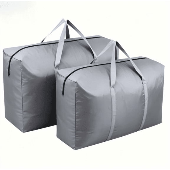 W 2 Pack 100L Extra Large Storage Bags, Big Moving Bags with Strong Zippers & Carrying Handles Packing Bags for Moving Storage Travel and Camping Storage Totes For Space Saving Grey