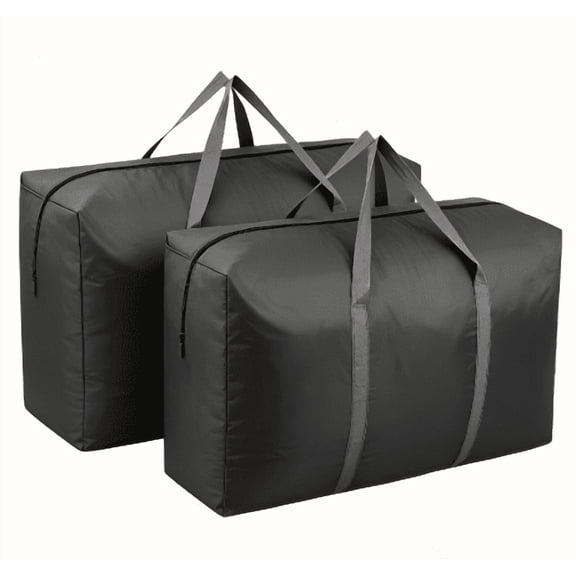 W 2 Pack 100L Extra Large Storage Bags, Big Moving Bags with Strong Zippers & Carrying Handles Packing Bags for Moving Storage Travel and Camping Storage Totes For Space Saving Black