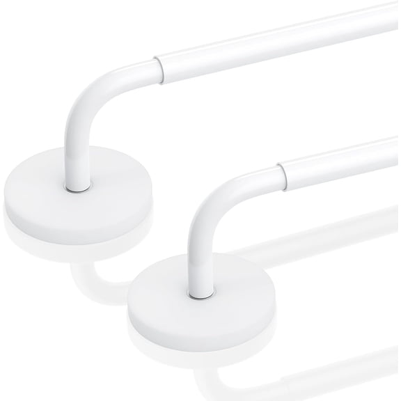 W 2 Pack Magnetic Curtain Rods for Metal Door, Adjustable 18 to 30 Inch Curtain Rod 3/8" Diameter Magnet Rods for French Doors Window Cafe White