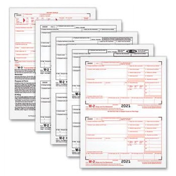 W-2 Tax Forms, Four-part Carbonless, 5.5 X 8.5, 2/page, (50) W-2s And (1) W-3