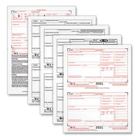 W-2 Tax Forms, Four-part Carbonless, 5.5 X 8.5, 2/page, (50) W-2s And (1) W-3