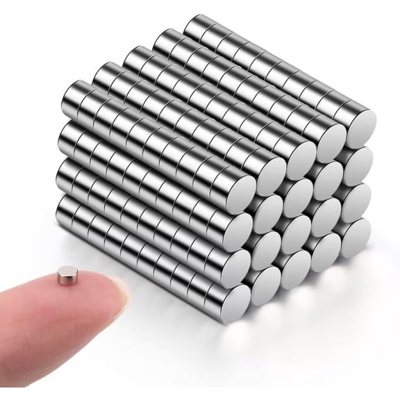 W 200Pcs Small Magnets, Mini Tiny Round Magnet Micro Neodymium Magnets for Crafts Miniatures Refrigerator Whiteboard Nail Cutter Silver