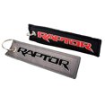 thumbnail image 1 of (W) 2x Embroidered Raptor Key Chain Accessory Crew Tag Key Ring Lock Black Red Font & Charcoal Gray, 1 of 2