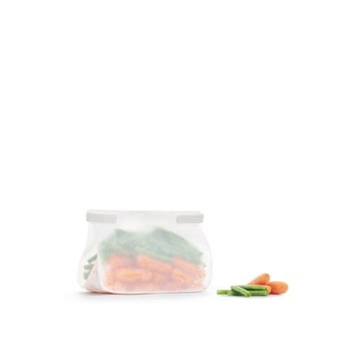 W&P Design Reusable Roll Top Freezer Bag - 25oz: BPA-Free, Clear/Cream, Food Storage Solution