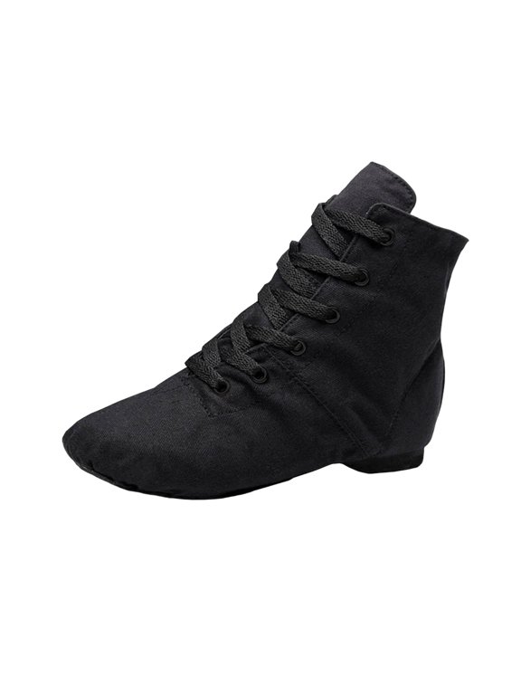 W-382 Black Ladies High Top Canvas Dance Footwear Yoga Ballet Booties For Women Adult Practice Stylish Wear