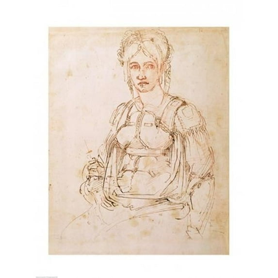 W.41 Sketch of A Seated Woman Poster Print by Michelangelo Buonarroti - 24 x 36 in. - Large