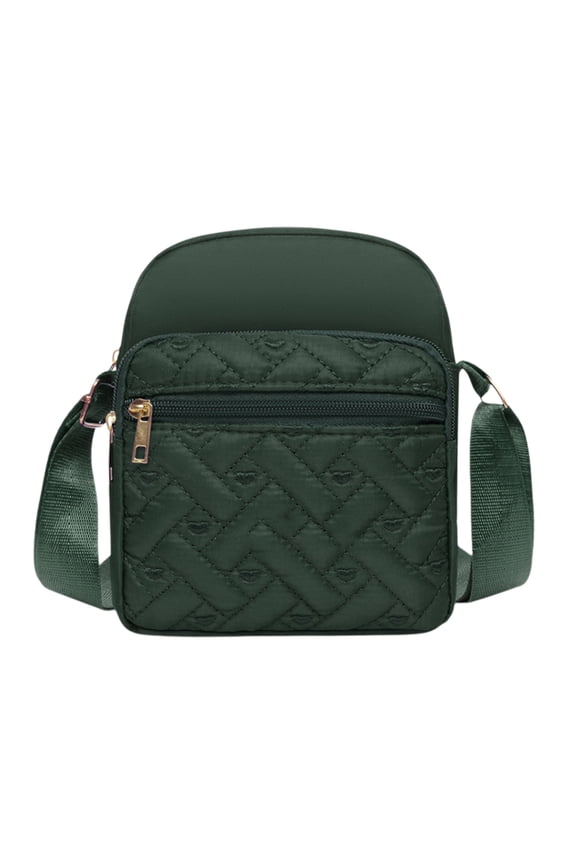 W-784 Green Womens Crossbody Shoulder Bag Oxford Material Compact Size Multiple Pockets Lightweight Adjustable Strap For Everyday Carry Outings