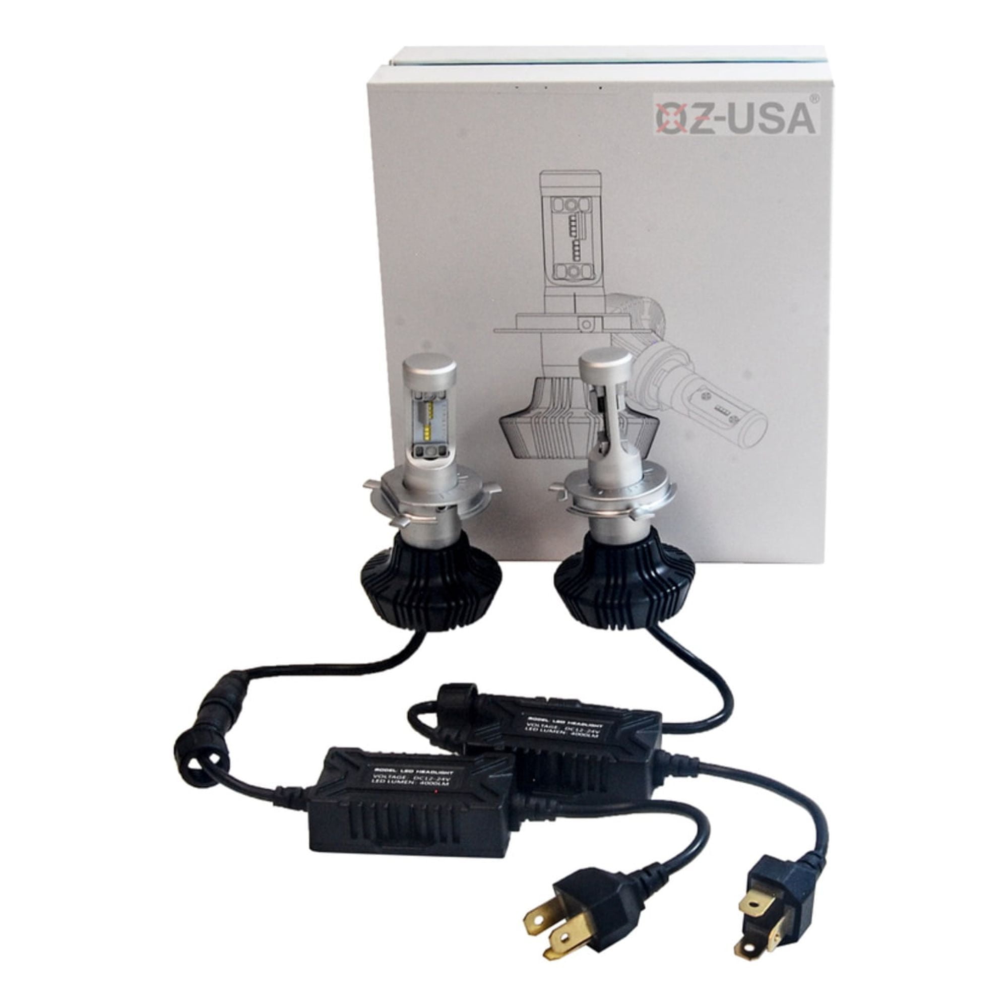 (W) 7HL-H4 LED Headlight Kit by OZ-USA Dual Beam 4000LM Xenon White 6500K