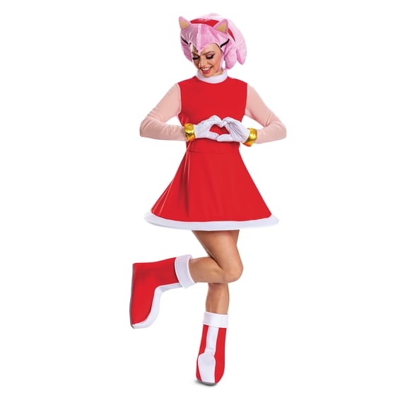 Sega Sonic The Hedgehog Amy Rose Halloween Costume for Adults, Womens Size XL (16/18), by Disguise