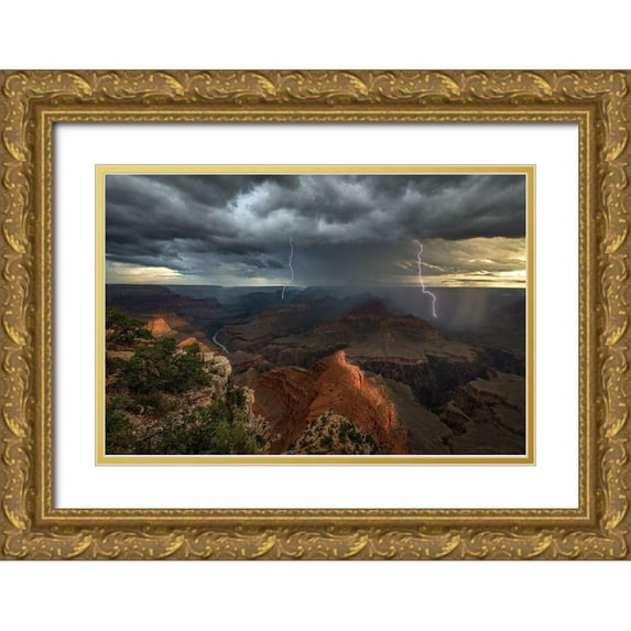 W Dodson, John 18x13 Gold Ornate Wood Framed with Double Matting Museum Art Print Titled - Mohave Point Thunderstorm