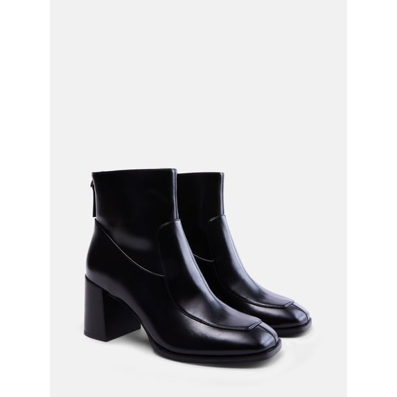 Free Assembly Women's Faux Leather Block Heel Booties