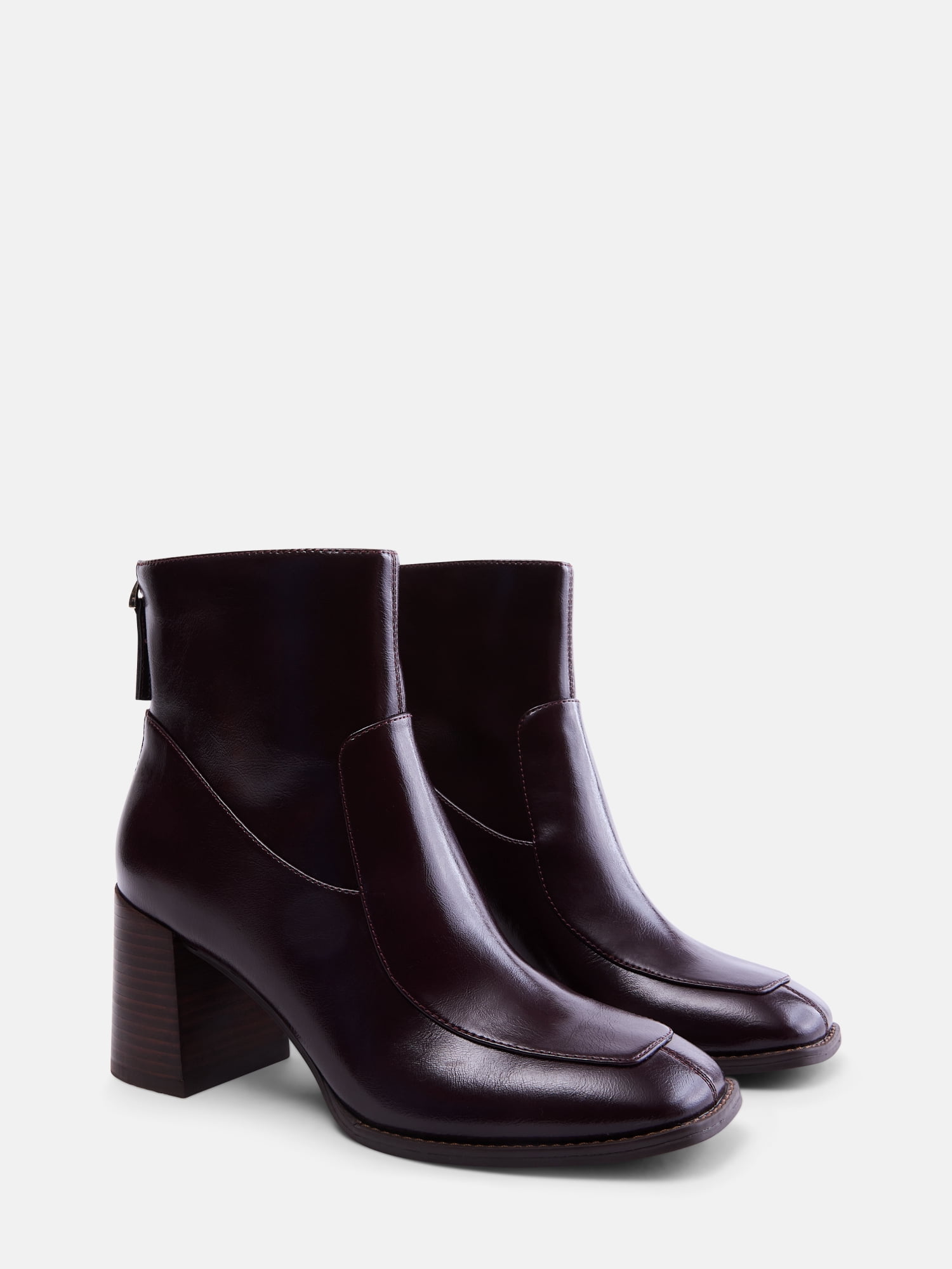 Free Assembly Women's Faux Leather Block Heel Booties