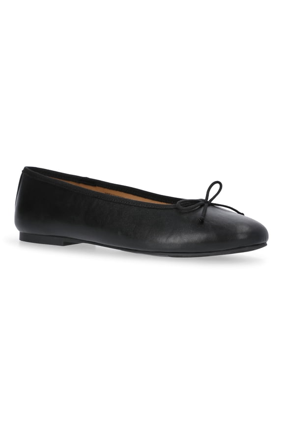 Women's Faux Leather Ballet Flats with Bow