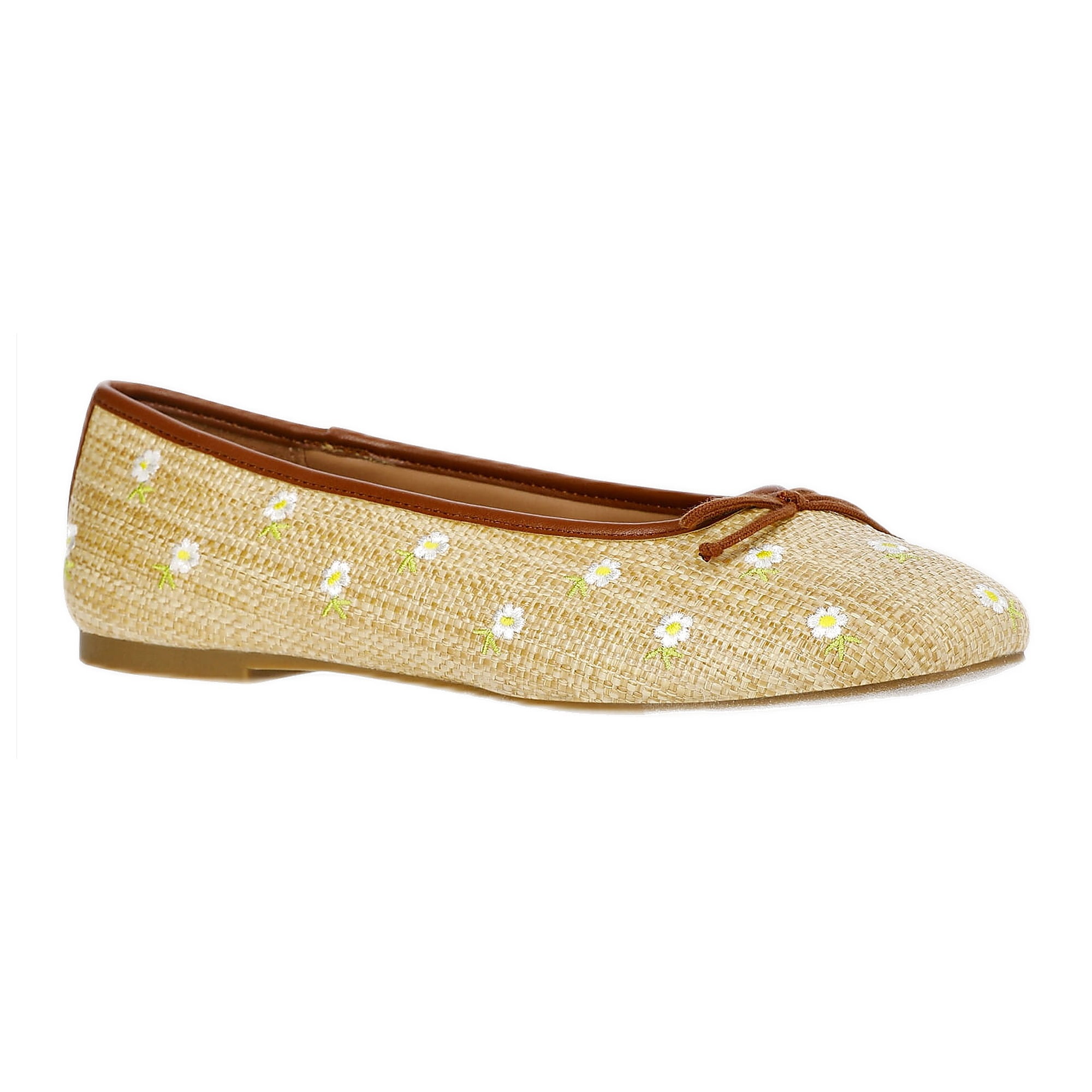Free Assembly Women's Raffia Daisy Ballet Flats with Bow