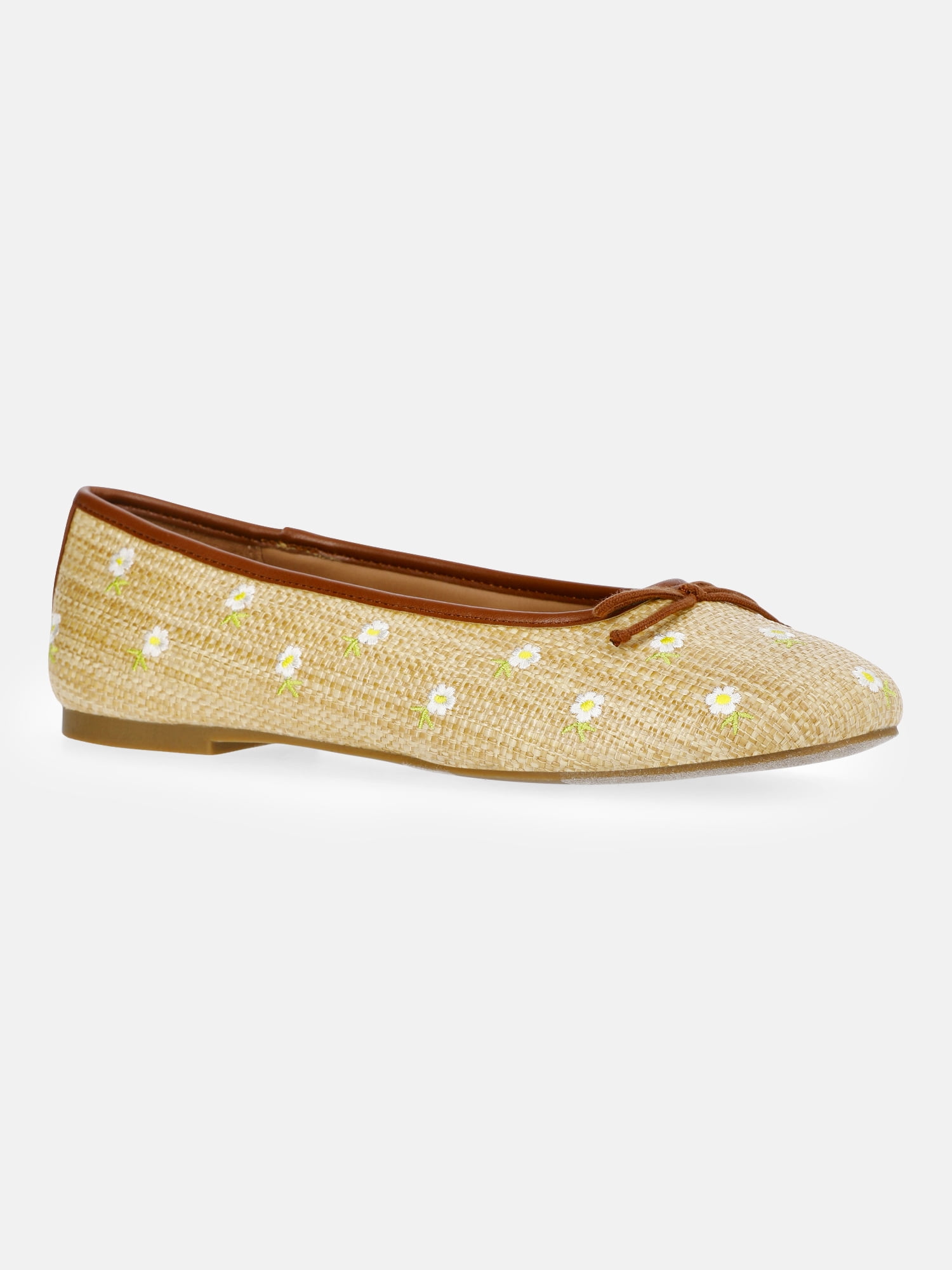 Free Assembly Women's Raffia Daisy Ballet Flats with Bow
