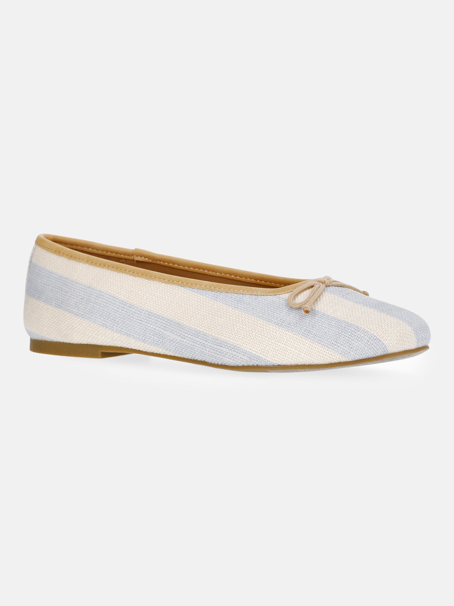 Free Assembly Women's Raffia Striped Ballet Flats with Bow
