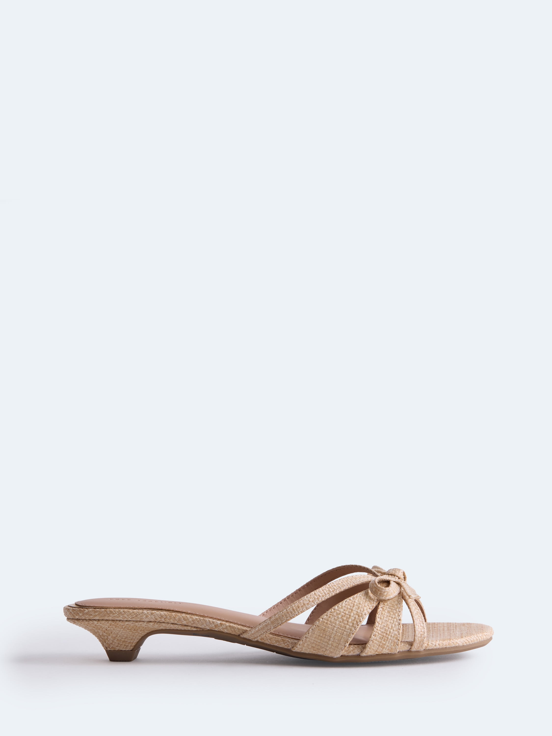 Free Assembly Women's Kitten Faux Raffia Kitten Heel Sandals with Bow