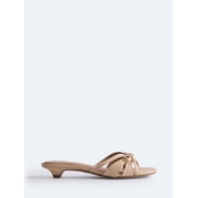 Women's Kitten Faux Raffia Kitten Heel Sandals with Bow
