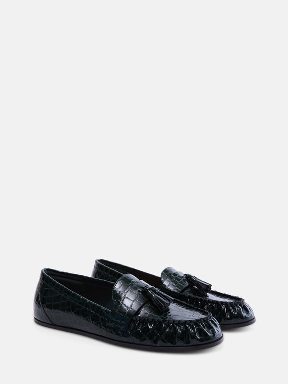 Women's Faux Leather Croco Tassel Loafers