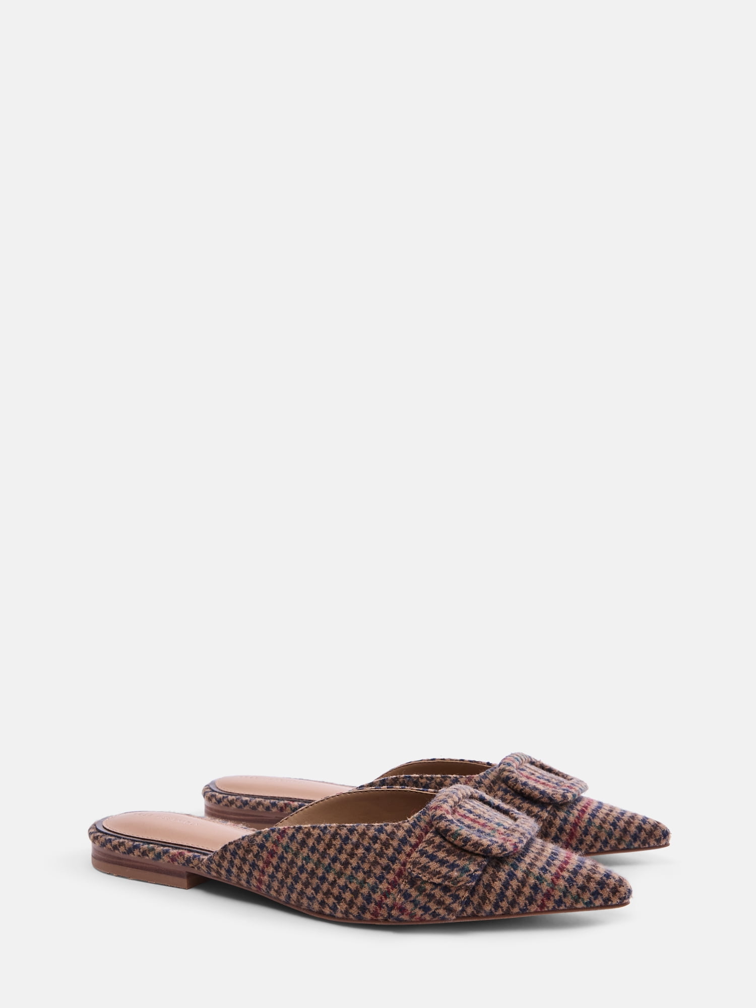 Free Assembly Women's Plaid Buckle Mules