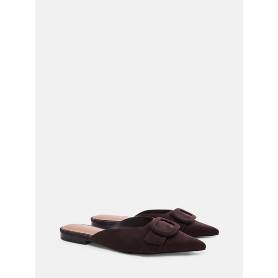 Free Assembly Women's Faux Suede Buckle Mules