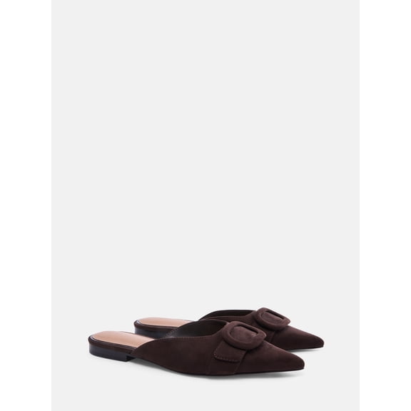 Free Assembly Women's Faux Suede Buckle Mules