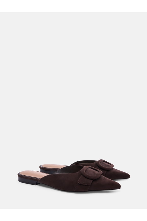 Women's Faux Suede Buckle Mules