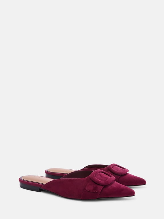 Women's Faux Suede Buckle Mules