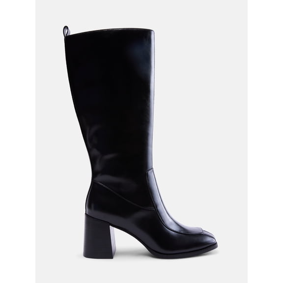 Free Assembly Women's Faux Leather Square Toe Tall Boots