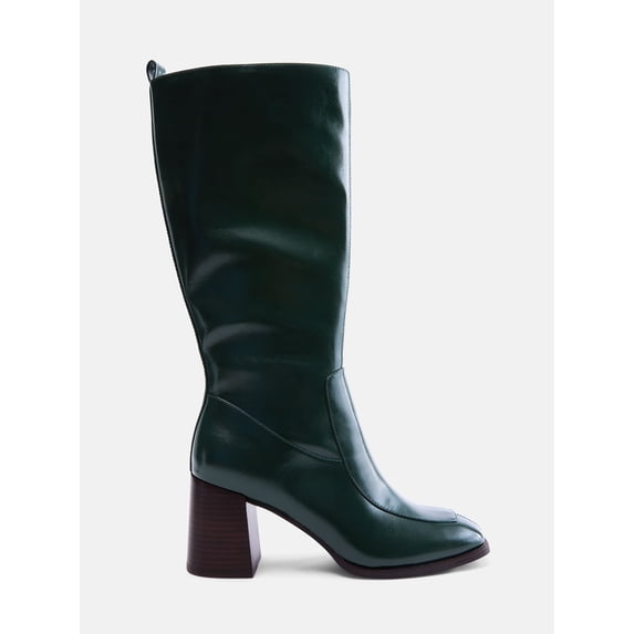 Free Assembly Women's Faux Leather Square Toe Tall Boots