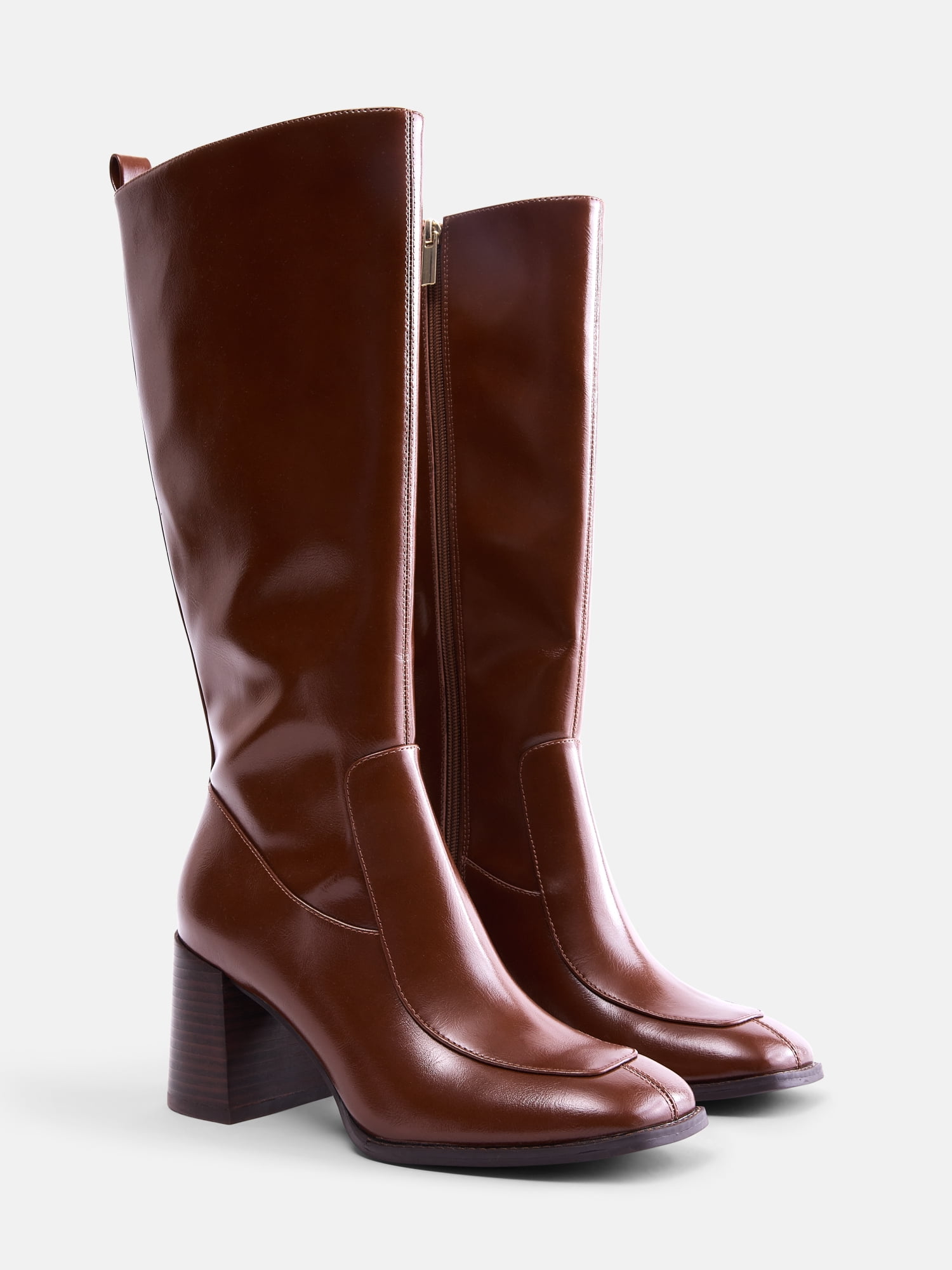 Free Assembly Women's Faux Leather Square Toe Tall Boots