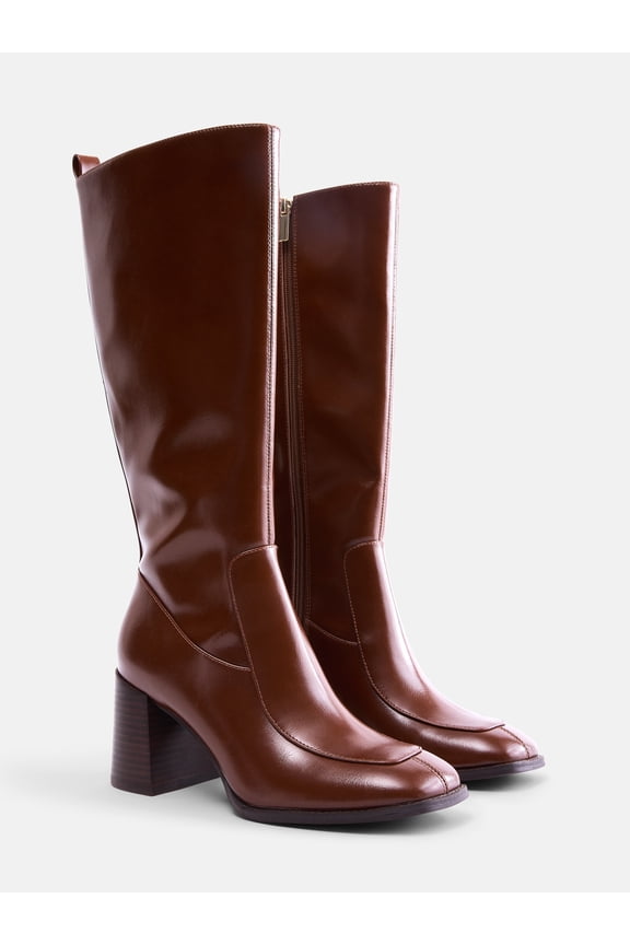 Women's Faux Leather Square Toe Tall Boots