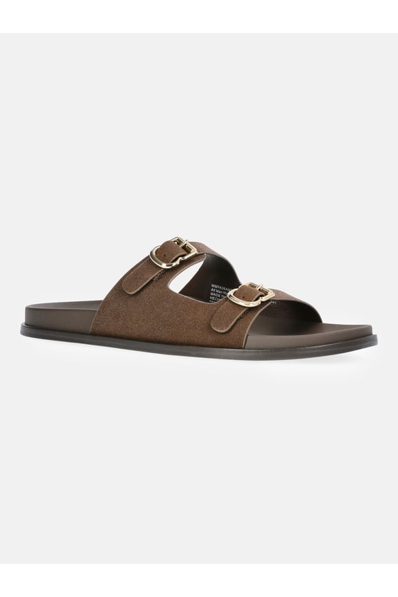 Women's Double Strap Footbed Slide Sandals