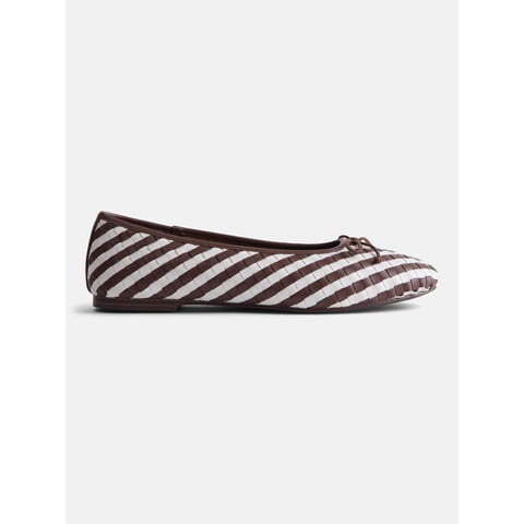 Women's Striped Woven Ballet Flats