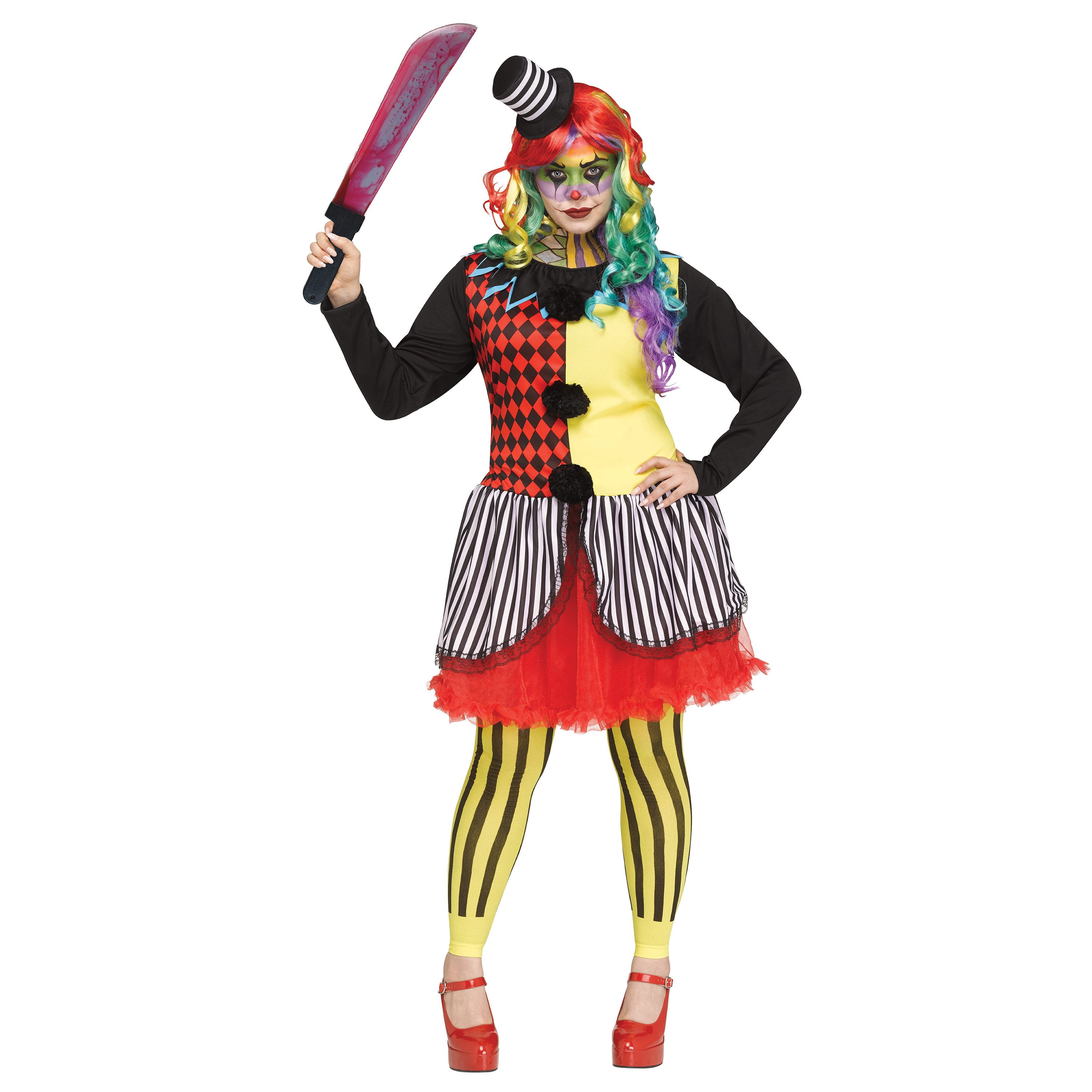 Freakshow Clown Halloween Costume for Adults, Women's Size 1X (16/18W), by Way to Celebrate