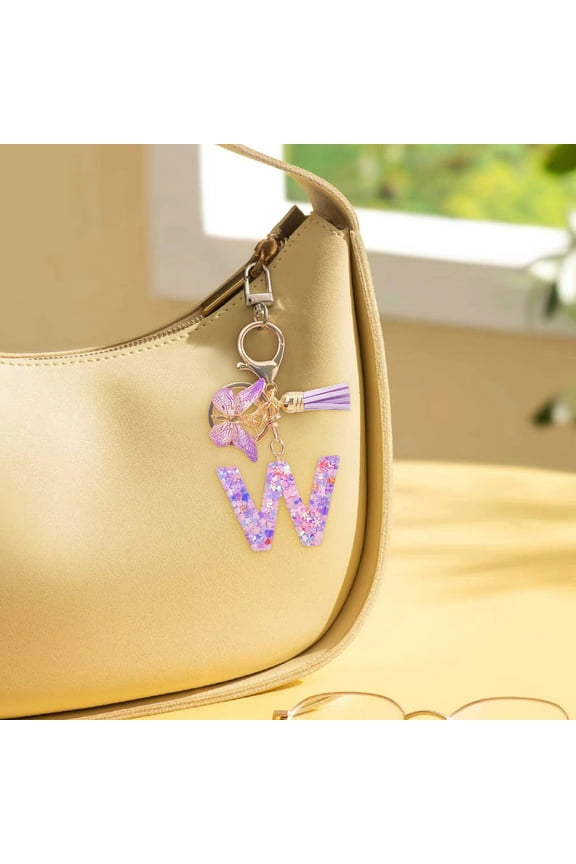 W 26 Letters Alphabet Keychain Plastic Custom Initial Charm For Bag Backpack W