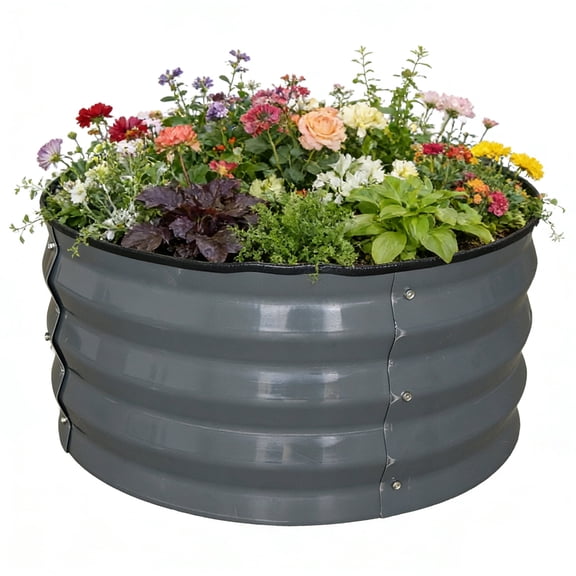 4W Aluzinc-Magnesium Galvanized Steel Raised Garden Bed 2x2x1 ft, Rust-Resistant Metal Planter Box for Vegetables, Herbs & Flowers, Outdoor Gardening Use