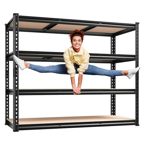" W Garage Shelving Heavy Duty, 2000LBS Storage Shelves, 4 Tier Adjustable Metal Shelves for Garage Shelving Sturdy Industrial Shelf, Easy Assemble, " W x 60" H x 18" D