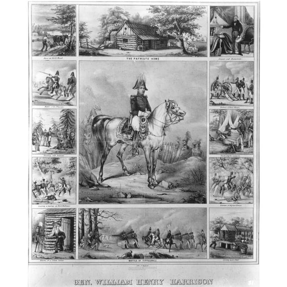W. H. Harrison. N9Th President Of The United States. Lithograph By George Endicott 1840. Print by