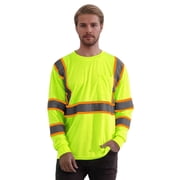 W&H Hi Vis Safety Long Sleeve Shirts Reflective High Visibility Birdeyes Class 3 Shirts,Quick Dry Mesh Construction Work Yellow XL