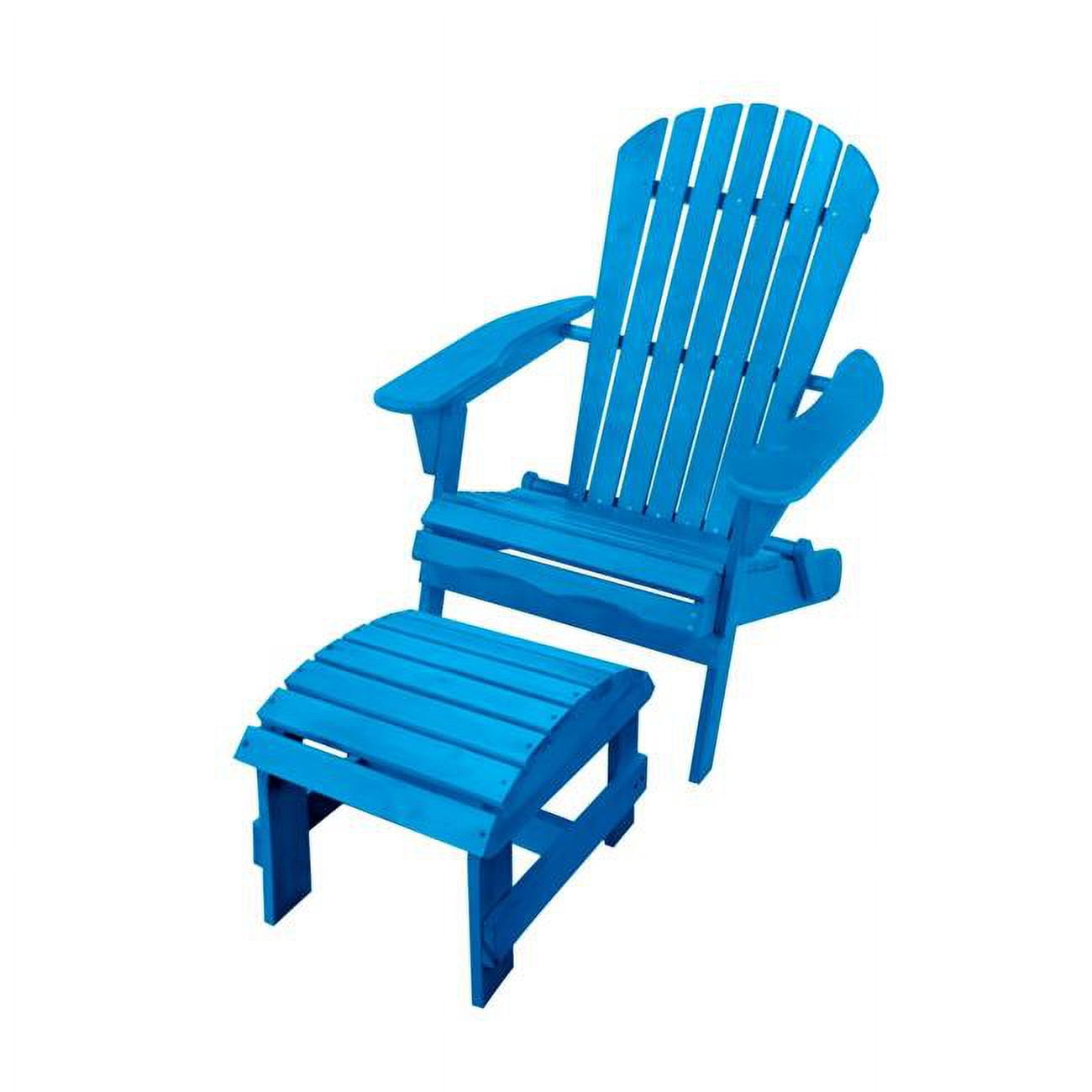 W Home SW1912SB-CHOT 63 in. Adirondack Chairs with Ottoman, Sky Blue