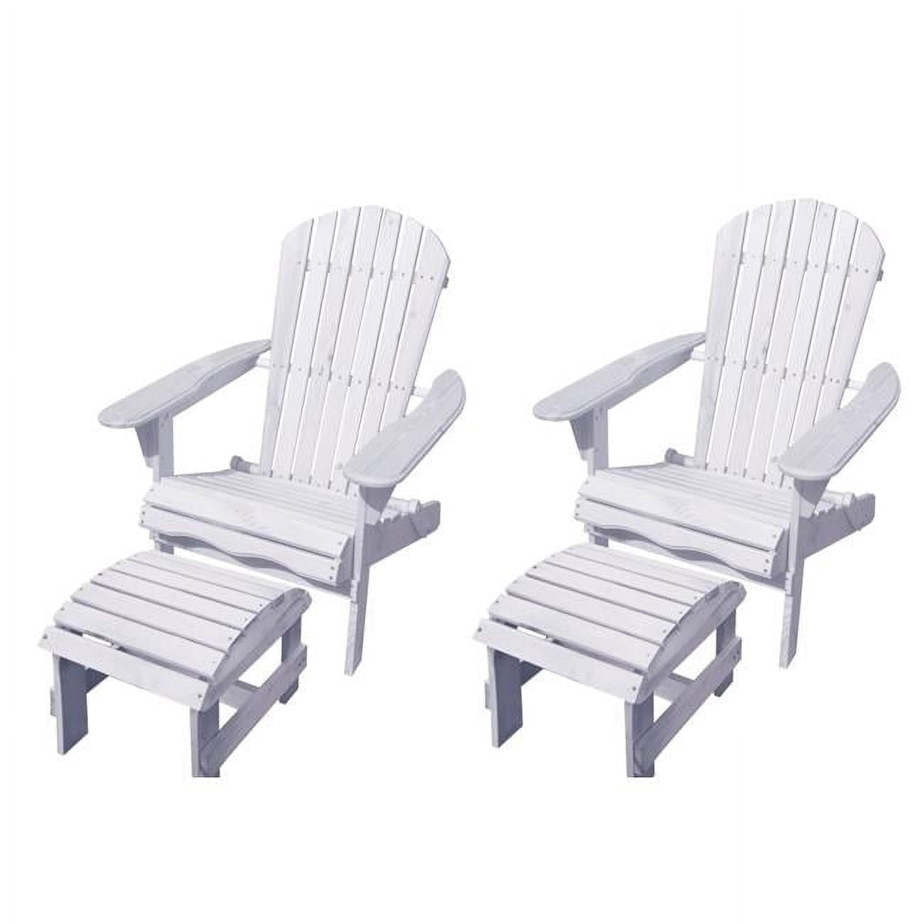 W Home SW1912WT-CH2OT2 42 in. Adirondack Chair with Ottoman, White - Set of 2