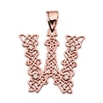 thumbnail image 1 of W" INITIAL IN CELTIC KNOT PATTERN ROSE GOLD PENDANT NECKLACE WITH DIAMOND :  14K  Pendant with 22" chain, 1 of 1