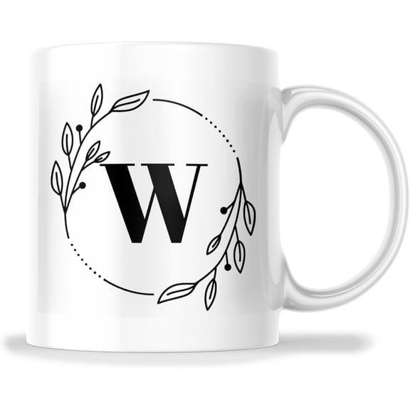 W Initial Name Uppercase Monogram Mug - Monogram Personalized Special Gift Mug - 11 Oz Mug Gift For Holiday Birthday Christmas - Premium Ceramic Dye Sublimation Mug - Printed In The USA FHJM0392